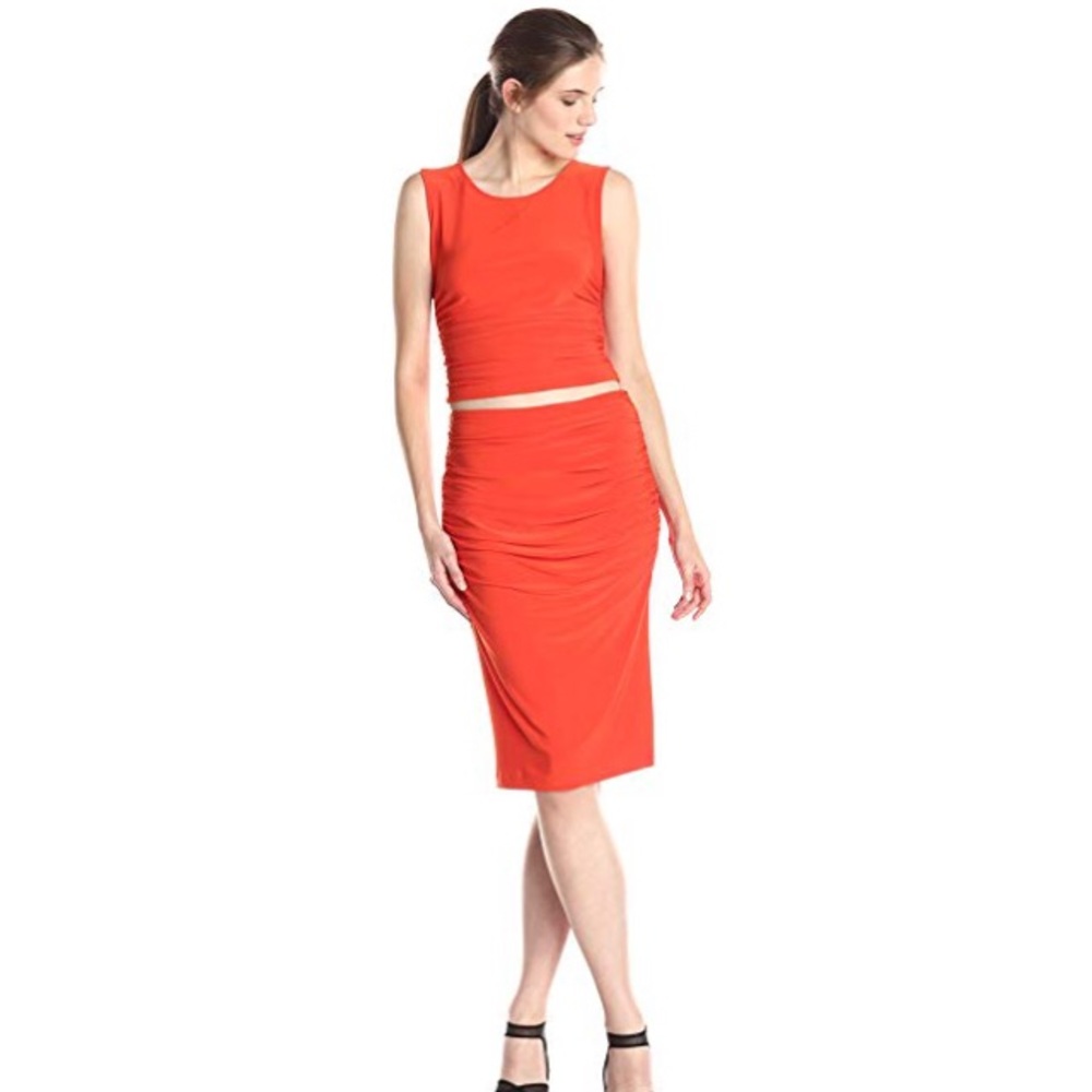 Kamali Kulture 2-piece shirred orange dress